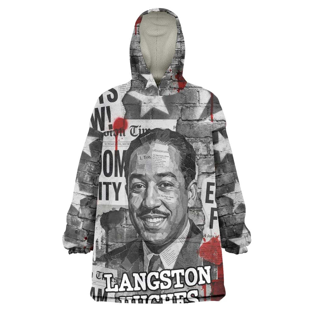Langston Hughes Kid Wearable Blanket Hoodie Urban Brick Wall Design with Protest Art and Poetry Powerful Quotes - African Pride