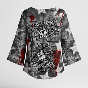 Langston Hughes Kimono Sleeve Blouse Urban Brick Wall Design with Protest Art and Poetry Powerful Quotes - African Pride