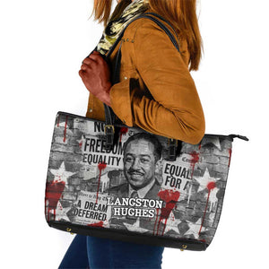 Langston Hughes Leather Tote Bag Urban Brick Wall Design with Protest Art and Poetry Powerful Quotes - African Pride