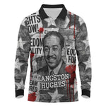 Langston Hughes Long Sleeve Polo Shirt Urban Brick Wall Design with Protest Art and Poetry Powerful Quotes - African Pride