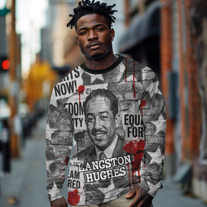 Langston Hughes Long Sleeve Shirt Urban Brick Wall Design with Protest Art and Poetry Powerful Quotes - African Pride