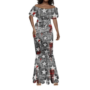 Langston Hughes Mermaid Dress Urban Brick Wall Design with Protest Art and Poetry Powerful Quotes - African Pride