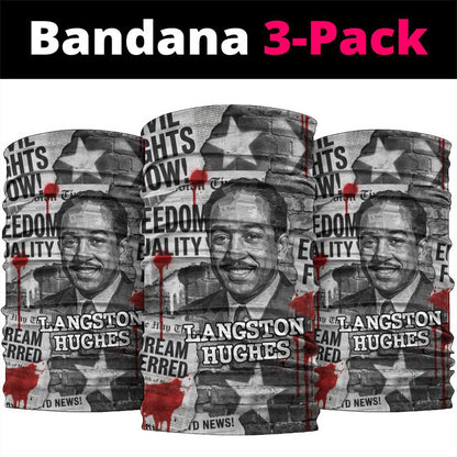 Langston Hughes Neck Gaiter Urban Brick Wall Design with Protest Art and Poetry Powerful Quotes - African Pride