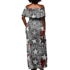 Langston Hughes Off Shoulder Maxi Dress Urban Brick Wall Design with Protest Art and Poetry Powerful Quotes - African Pride