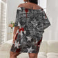 Langston Hughes Off Shoulder Short Dress Urban Brick Wall Design with Protest Art and Poetry Powerful Quotes - African Pride
