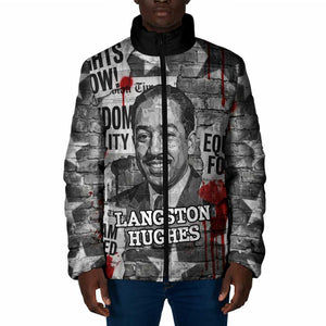 Langston Hughes Padded Jacket Urban Brick Wall Design with Protest Art and Poetry Powerful Quotes - African Pride