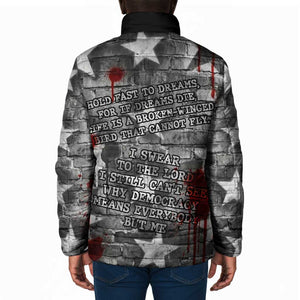 Langston Hughes Padded Jacket Urban Brick Wall Design with Protest Art and Poetry Powerful Quotes - African Pride