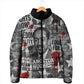 Langston Hughes Padded Jacket Urban Brick Wall Design with Protest Art and Poetry Powerful Quotes - African Pride