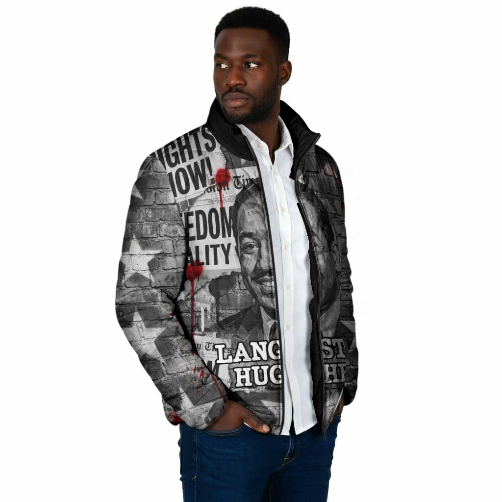Langston Hughes Padded Jacket Urban Brick Wall Design with Protest Art and Poetry Powerful Quotes - African Pride