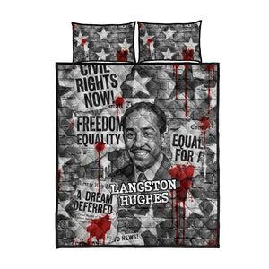 Langston Hughes Quilt Bed Set Urban Brick Wall Design with Protest Art and Poetry Powerful Quotes - African Pride