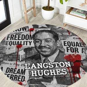Langston Hughes Round Carpet Urban Brick Wall Design with Protest Art and Poetry Powerful Quotes - African Pride