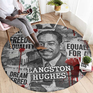 Langston Hughes Round Carpet Urban Brick Wall Design with Protest Art and Poetry Powerful Quotes - African Pride