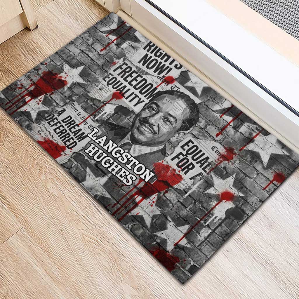 Langston Hughes Rubber Doormat Urban Brick Wall Design with Protest Art and Poetry Powerful Quotes - African Pride
