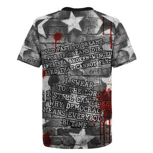 Langston Hughes Rugby Jersey Urban Brick Wall Design with Protest Art and Poetry Powerful Quotes - African Pride