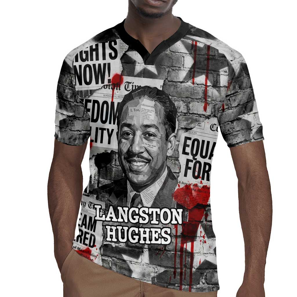 Langston Hughes Rugby Jersey Urban Brick Wall Design with Protest Art and Poetry Powerful Quotes - African Pride