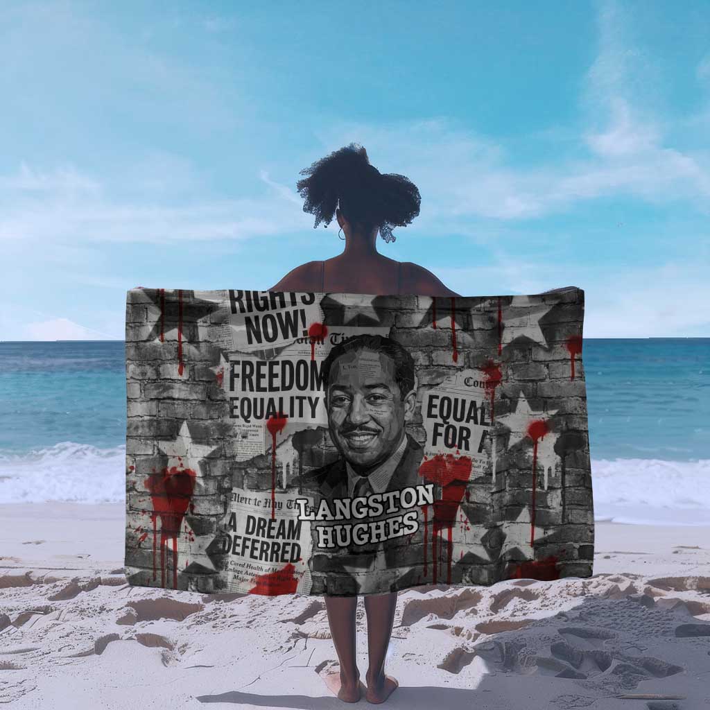 Langston Hughes Sarong Urban Brick Wall Design with Protest Art and Poetry Powerful Quotes - African Pride