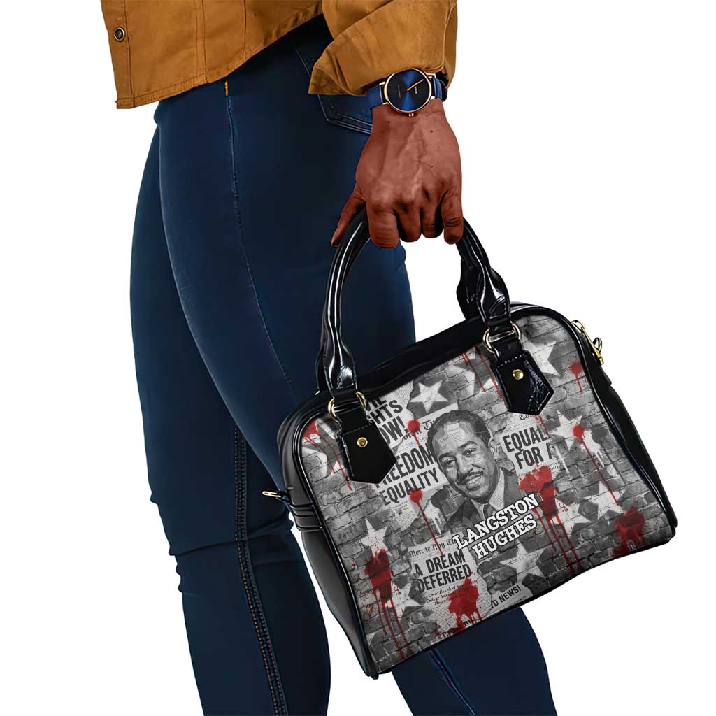 Langston Hughes Shoulder Handbag Urban Brick Wall Design with Protest Art and Poetry Powerful Quotes - African Pride
