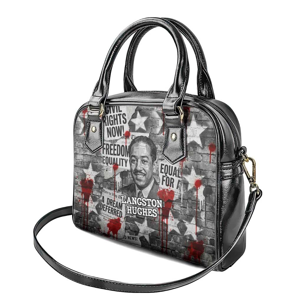 Langston Hughes Shoulder Handbag Urban Brick Wall Design with Protest Art and Poetry Powerful Quotes - African Pride