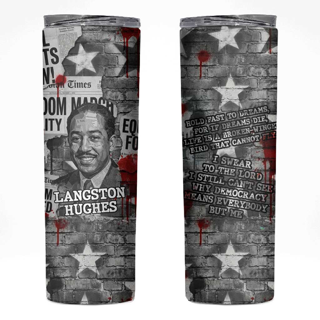 Langston Hughes Skinny Tumbler Urban Brick Wall Design with Protest Art and Poetry Powerful Quotes - African Pride