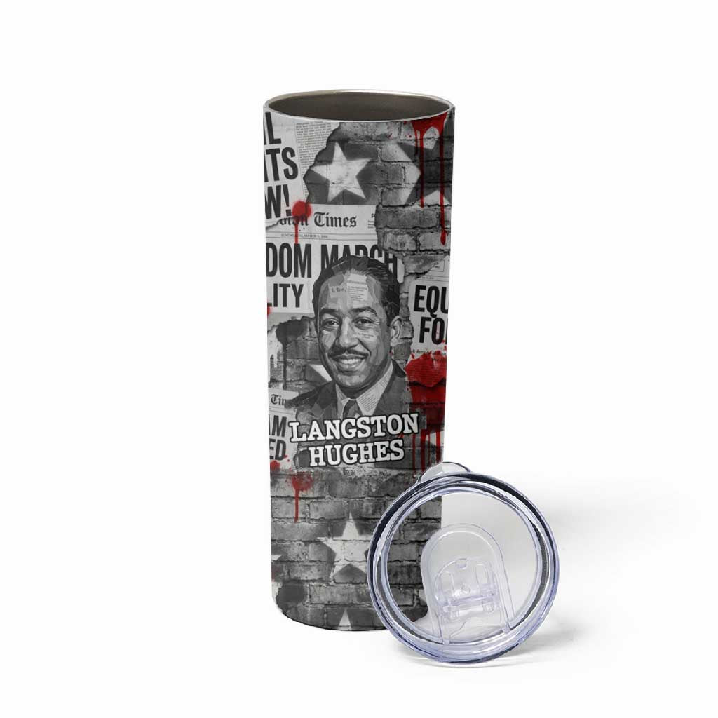 Langston Hughes Skinny Tumbler Urban Brick Wall Design with Protest Art and Poetry Powerful Quotes - African Pride