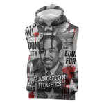 Langston Hughes Sleeveless Hoodie Urban Brick Wall Design with Protest Art and Poetry Powerful Quotes - African Pride
