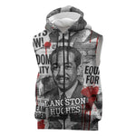 Langston Hughes Sleeveless Zip Hoodie Urban Brick Wall Design with Protest Art and Poetry Powerful Quotes - African Pride