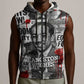 Langston Hughes Sleeveless Zip Hoodie Urban Brick Wall Design with Protest Art and Poetry Powerful Quotes - African Pride