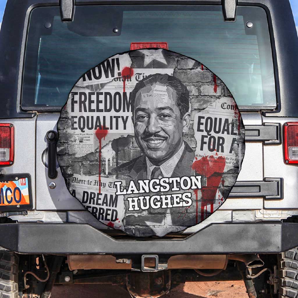 Langston Hughes Spare Tire Cover Urban Brick Wall Design with Protest Art and Poetry Powerful Quotes - African Pride