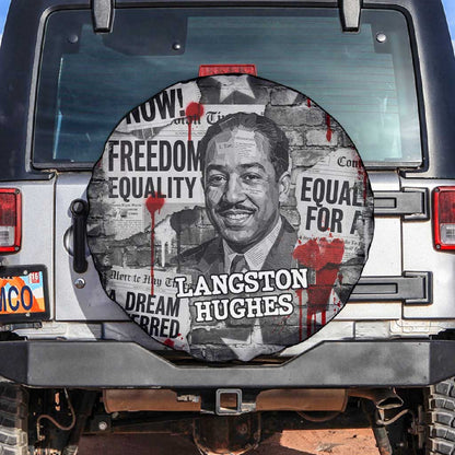 Langston Hughes Spare Tire Cover Urban Brick Wall Design with Protest Art and Poetry Powerful Quotes - African Pride
