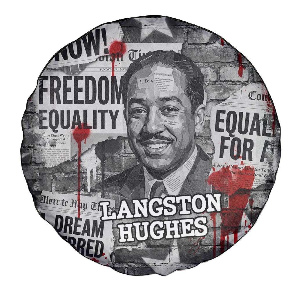 Langston Hughes Spare Tire Cover Urban Brick Wall Design with Protest Art and Poetry Powerful Quotes - African Pride