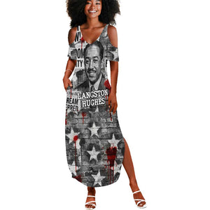 Langston Hughes Summer Maxi Dress Urban Brick Wall Design with Protest Art and Poetry Powerful Quotes - African Pride