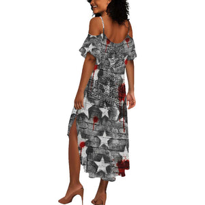 Langston Hughes Summer Maxi Dress Urban Brick Wall Design with Protest Art and Poetry Powerful Quotes - African Pride