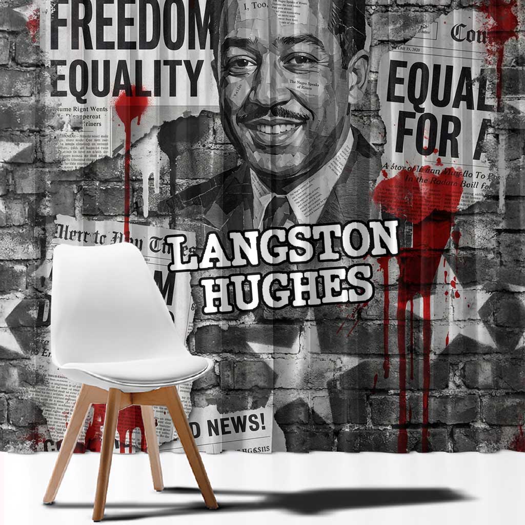 Langston Hughes Window Curtain Urban Brick Wall Design with Protest Art and Poetry Powerful Quotes - African Pride