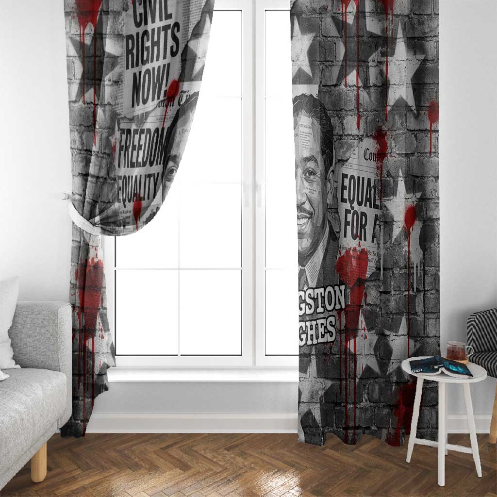 Langston Hughes Window Curtain Urban Brick Wall Design with Protest Art and Poetry Powerful Quotes - African Pride