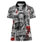 Langston Hughes Women Polo Shirt Urban Brick Wall Design with Protest Art and Poetry Powerful Quotes - African Pride