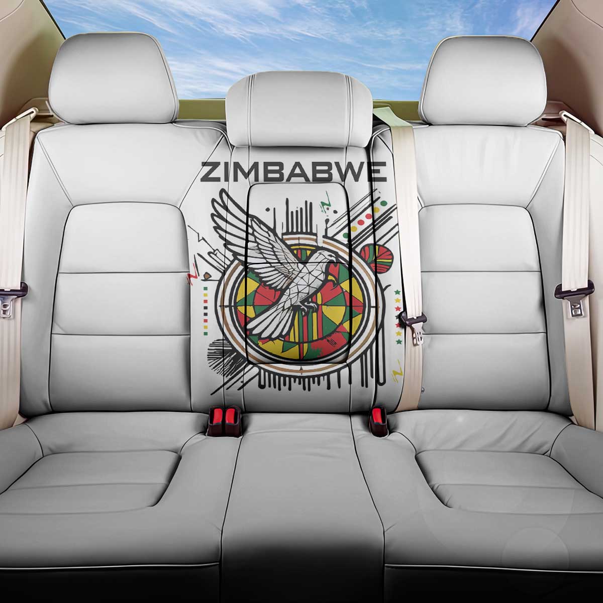 Spirit of Zimbabwe Back Car Seat Cover Flag Colors and Symbol of Peace