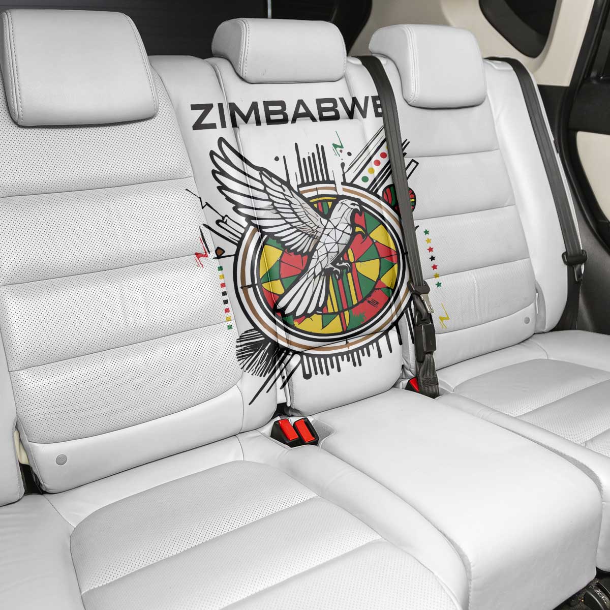 Spirit of Zimbabwe Back Car Seat Cover Flag Colors and Symbol of Peace