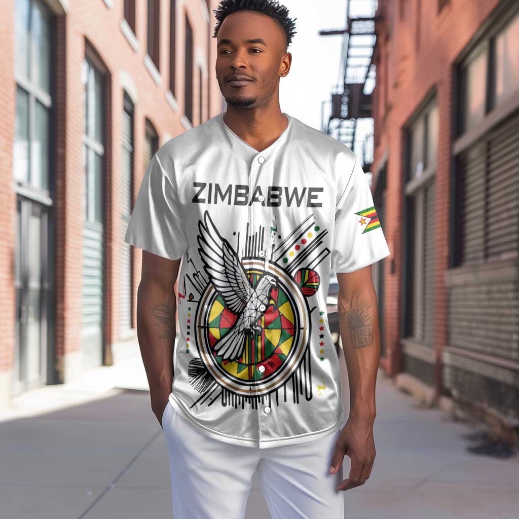 Spirit of Zimbabwe Baseball Jersey Flag Colors and Symbol of Peace