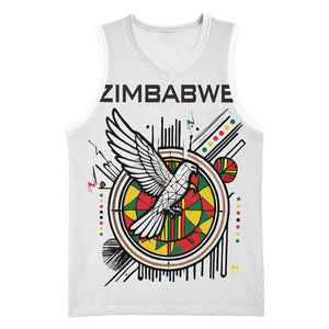Spirit of Zimbabwe Basketball Jersey Flag Colors and Symbol of Peace - African Pride