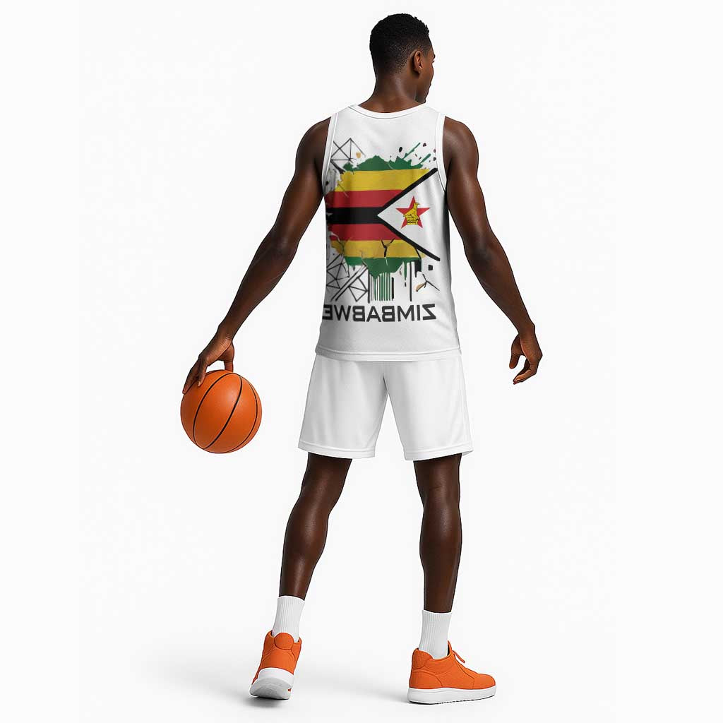 Spirit of Zimbabwe Basketball Jersey Flag Colors and Symbol of Peace - African Pride