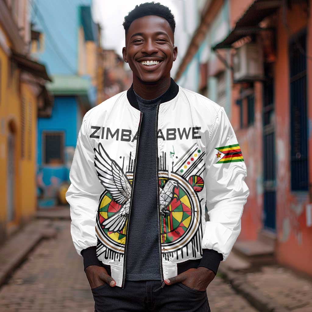 Spirit of Zimbabwe Bomber Jacket Flag Colors and Symbol of Peace