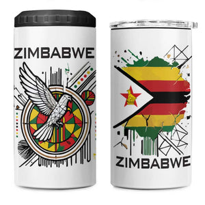 Spirit of Zimbabwe 4 in 1 Can Cooler Tumbler Flag Colors and Symbol of Peace