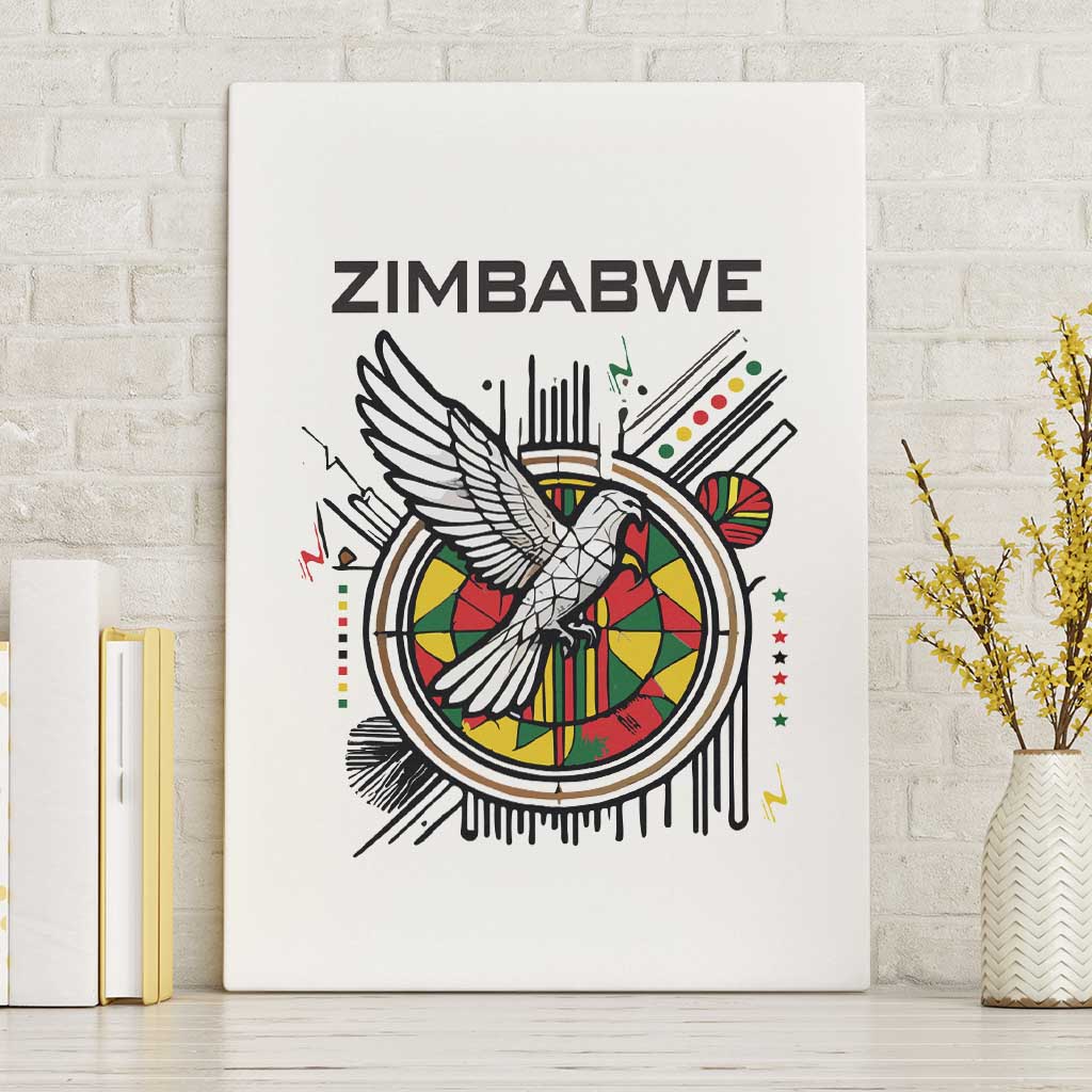 Spirit of Zimbabwe Canvas Wall Art Flag Colors and Symbol of Peace