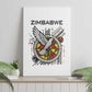 Spirit of Zimbabwe Canvas Wall Art Flag Colors and Symbol of Peace
