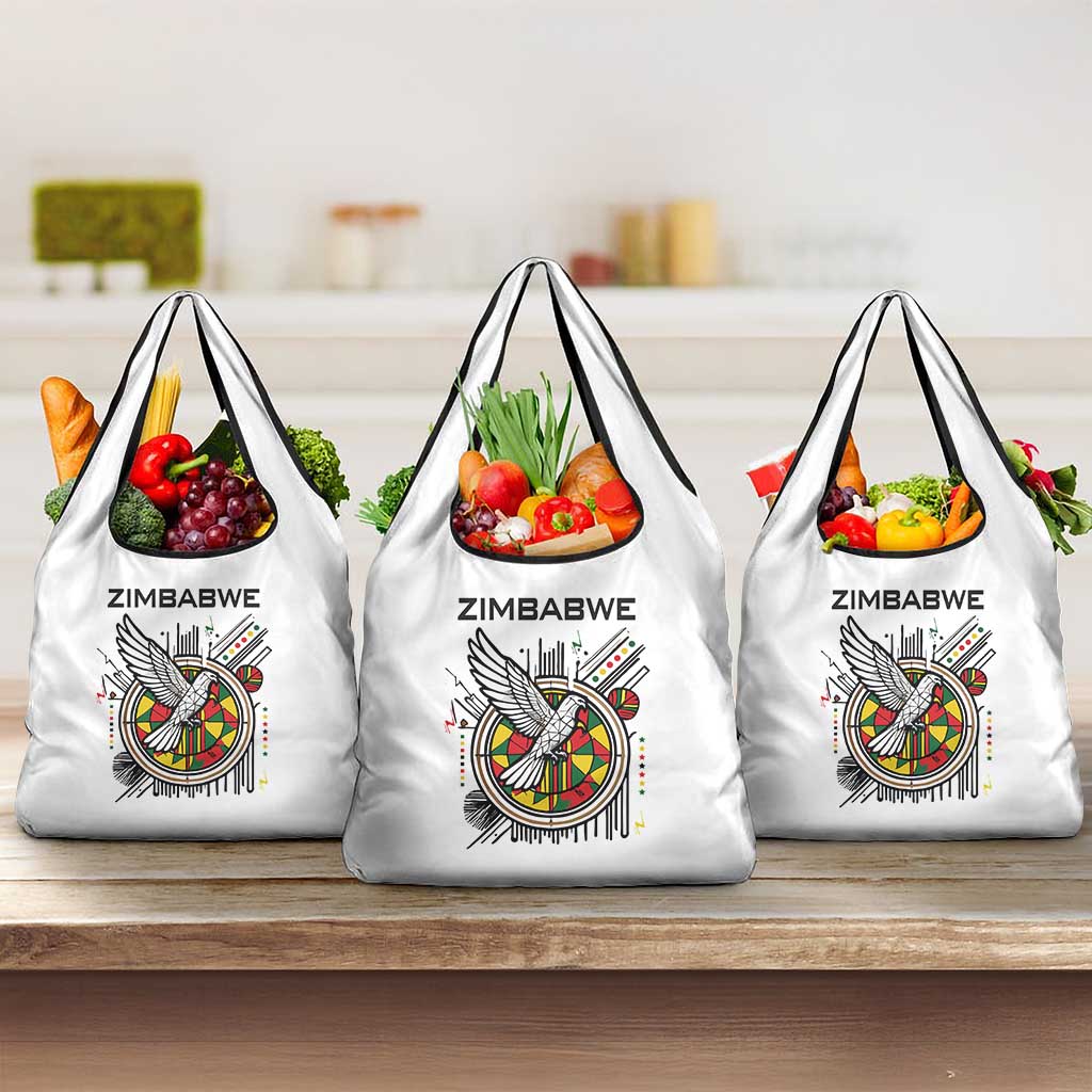 Spirit of Zimbabwe Grocery Bag Flag Colors and Symbol of Peace