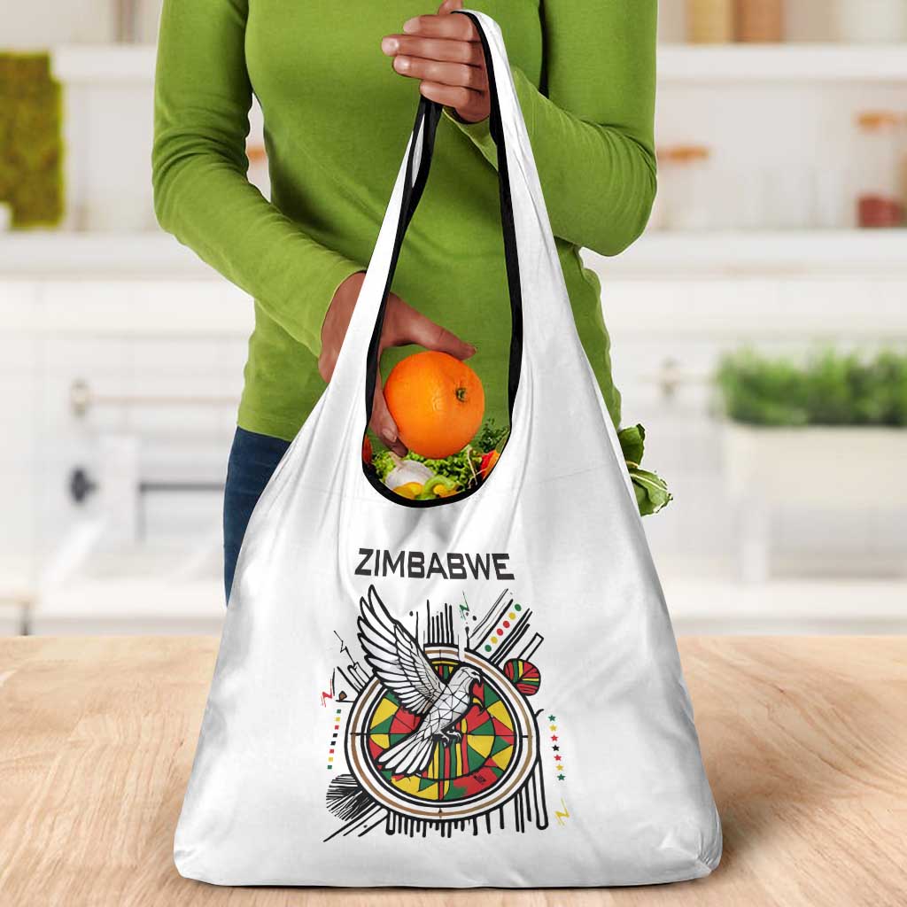 Spirit of Zimbabwe Grocery Bag Flag Colors and Symbol of Peace