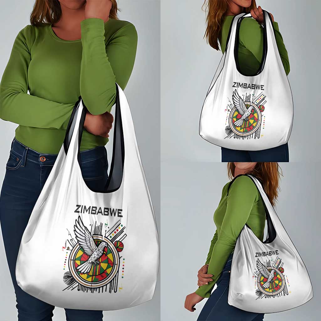 Spirit of Zimbabwe Grocery Bag Flag Colors and Symbol of Peace
