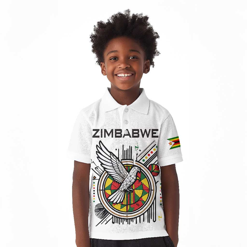 Spirit of Zimbabwe Kid Polo Shirt Flag Colors and Symbol of Peace