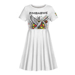 Spirit of Zimbabwe Kid Short Sleeve Dress Flag Colors and Symbol of Peace