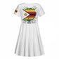 Spirit of Zimbabwe Kid Short Sleeve Dress Flag Colors and Symbol of Peace